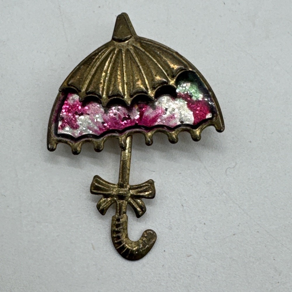 VTG Original Collectible Umbrella Pin Spring Fashion Rain 1.5"
